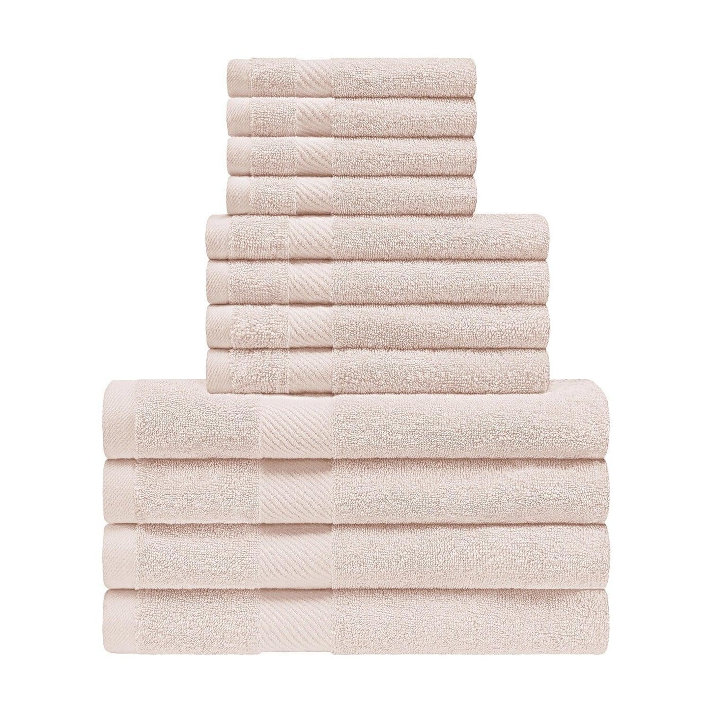 Egyptian Cotton 500 GSM Right Hash Dobby Border 12-Piece Towel Set FredCo