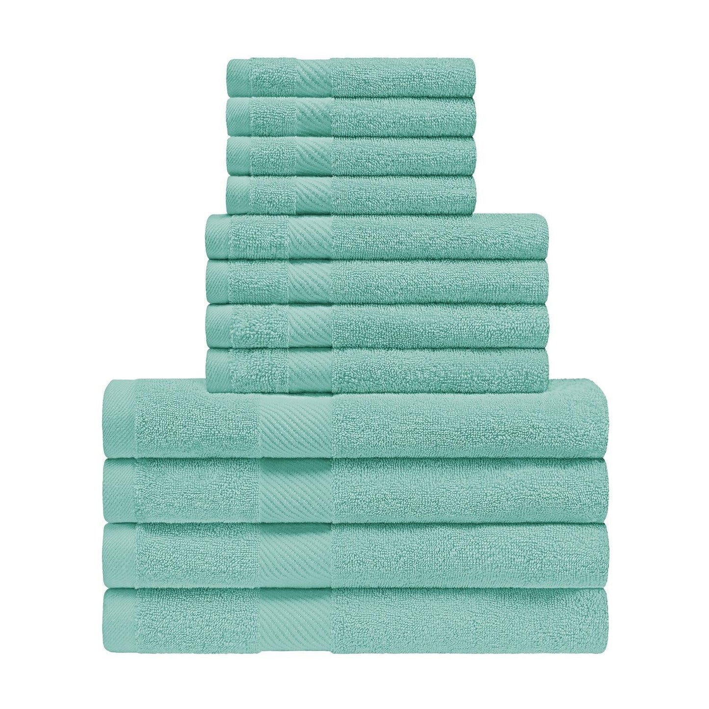 Egyptian Cotton 500 GSM Right Hash Dobby Border 12-Piece Towel Set FredCo