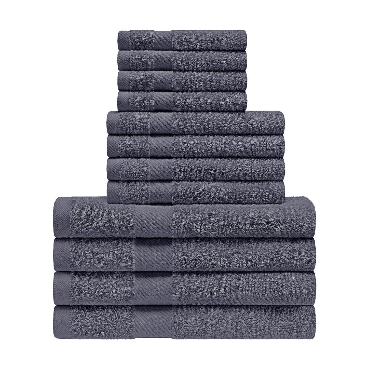 Egyptian Cotton 500 GSM Right Hash Dobby Border 12-Piece Towel Set FredCo