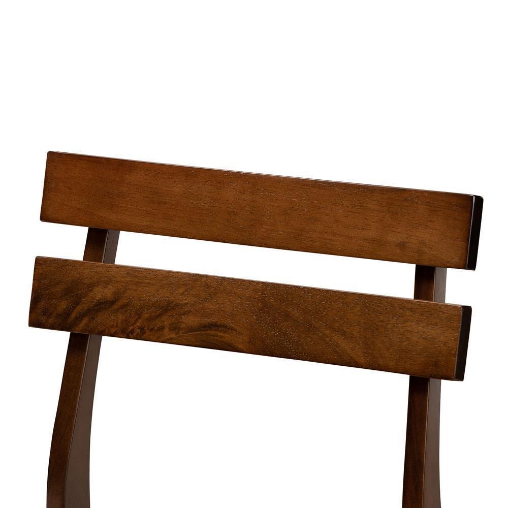 Eiko Mid-Century Modern Transitional Light Grey Fabric Upholstered and Walnut Brown Finished Wood 5-Piece Dining Set FredCo