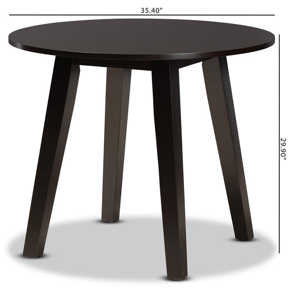 Ela Modern and Contemporary Dark Brown Finished 35-Inch-Wide Round Wood Dining Table FredCo