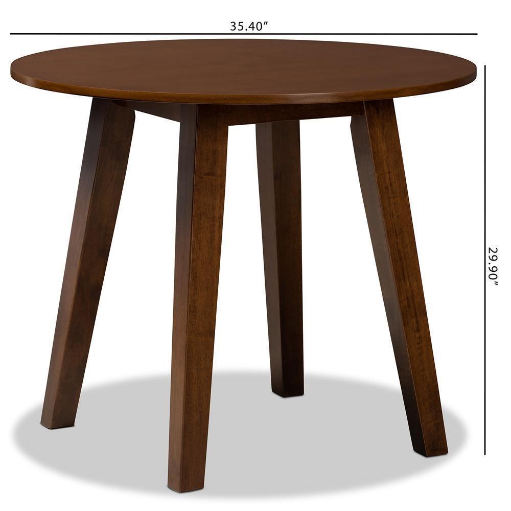 Ela Modern and Contemporary Walnut Brown Finished 35-Inch-Wide Round Wood Dining Table FredCo