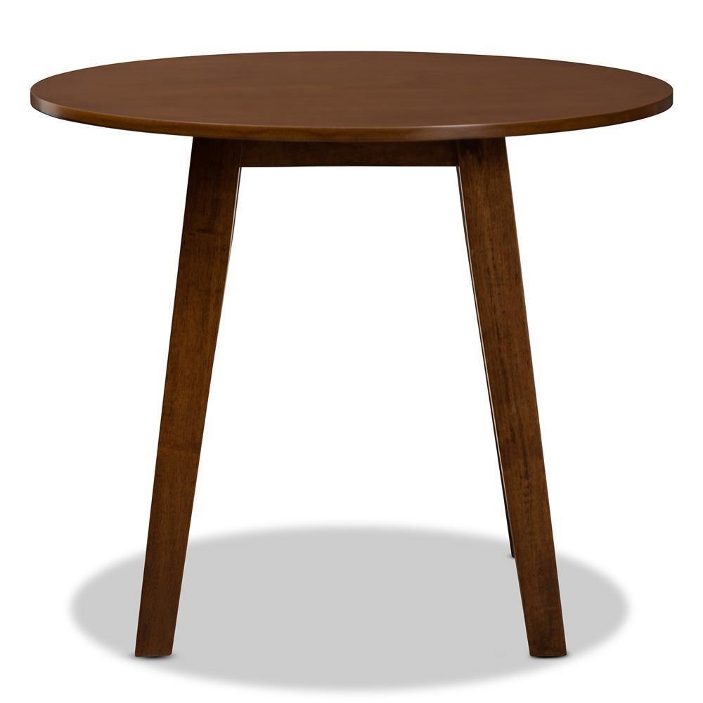 Ela Modern and Contemporary Walnut Brown Finished 35-Inch-Wide Round Wood Dining Table FredCo