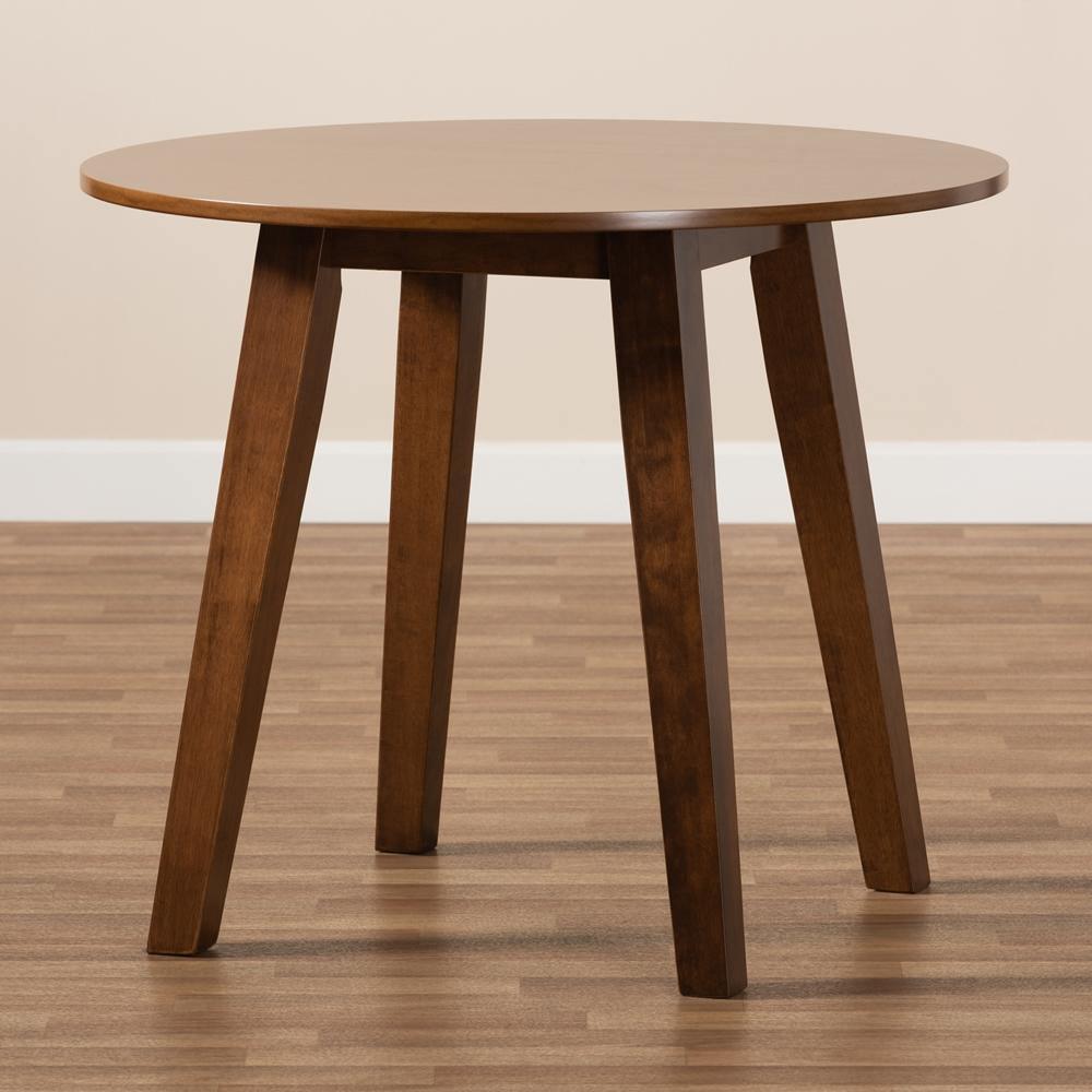 Ela Modern and Contemporary Walnut Brown Finished 35-Inch-Wide Round Wood Dining Table FredCo
