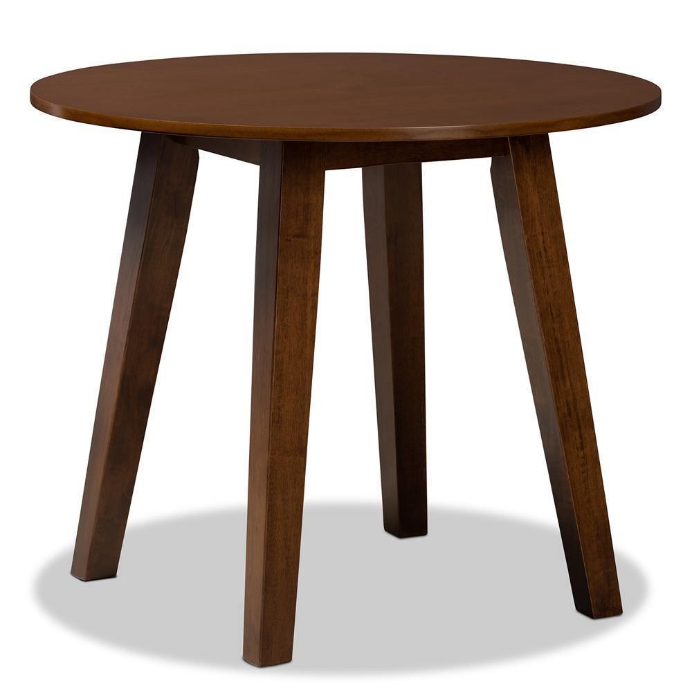 Ela Modern and Contemporary Walnut Brown Finished 35-Inch-Wide Round Wood Dining Table FredCo