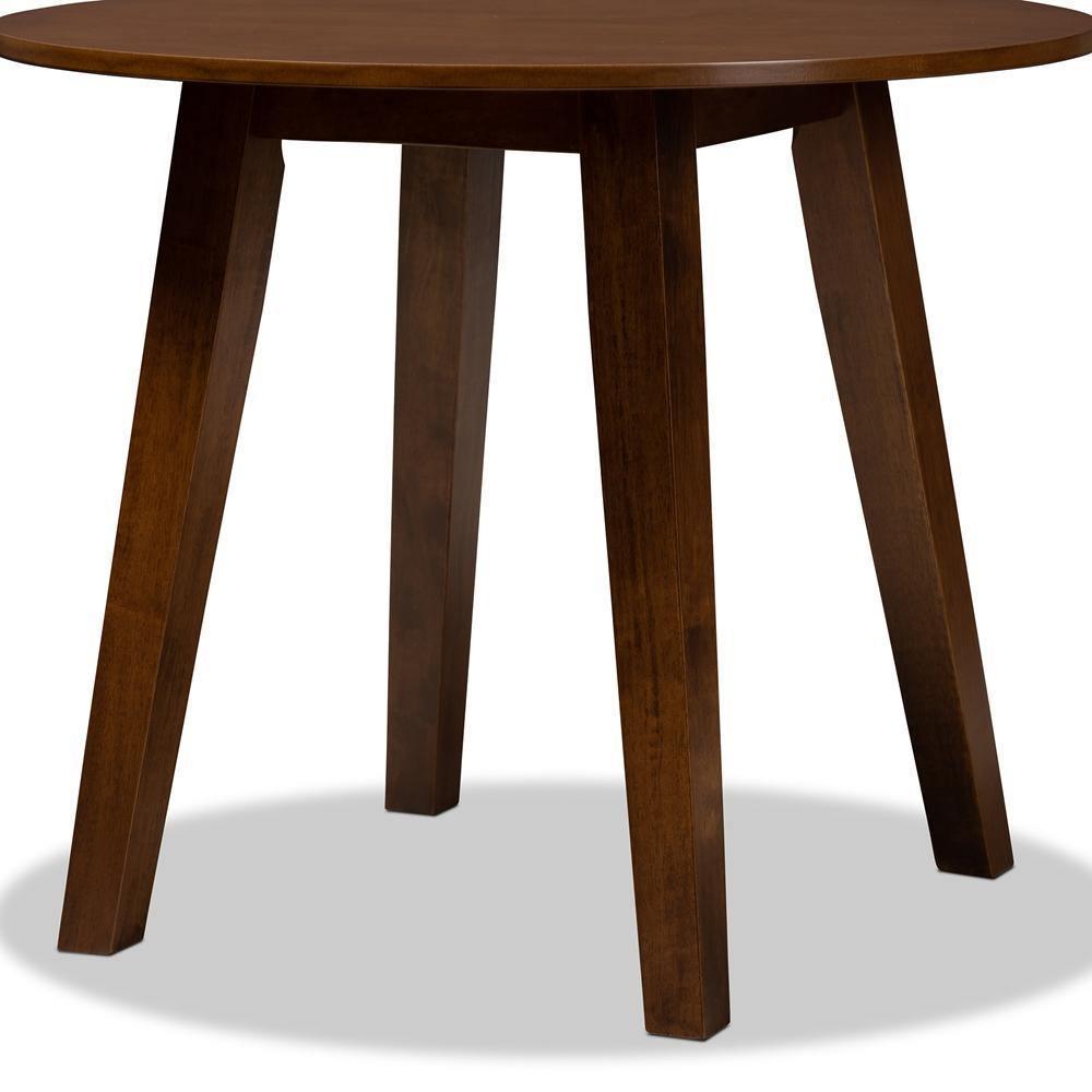 Ela Modern and Contemporary Walnut Brown Finished 35-Inch-Wide Round Wood Dining Table FredCo