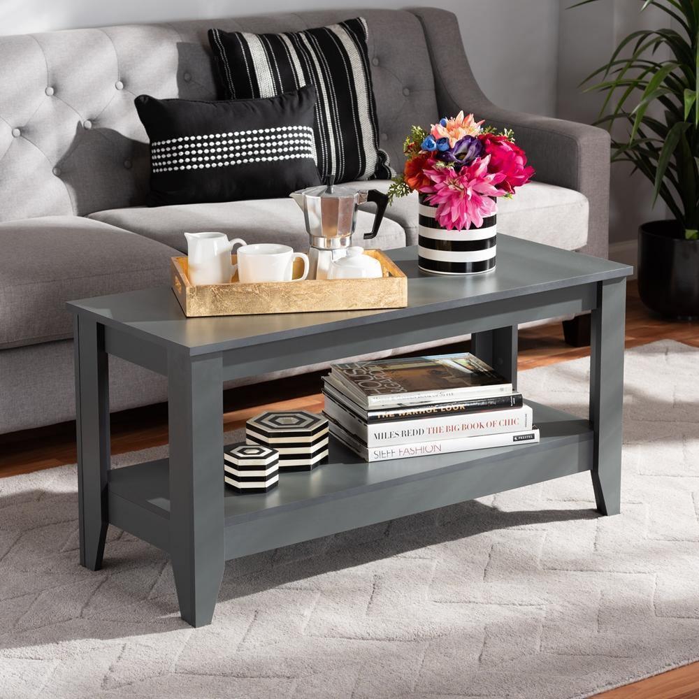 Elada Modern and Contemporary Grey Finished Wood Coffee Table FredCo
