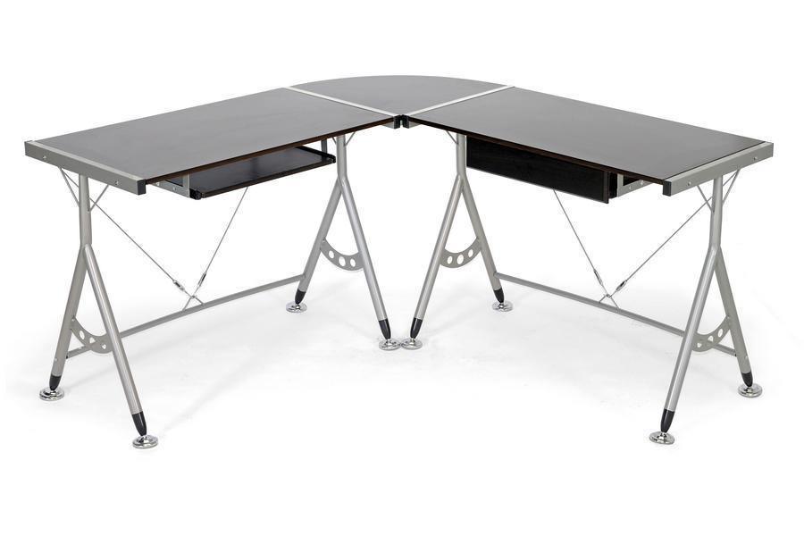 Elburn Dark Brown L-Shaped Modern Computer Desk FredCo