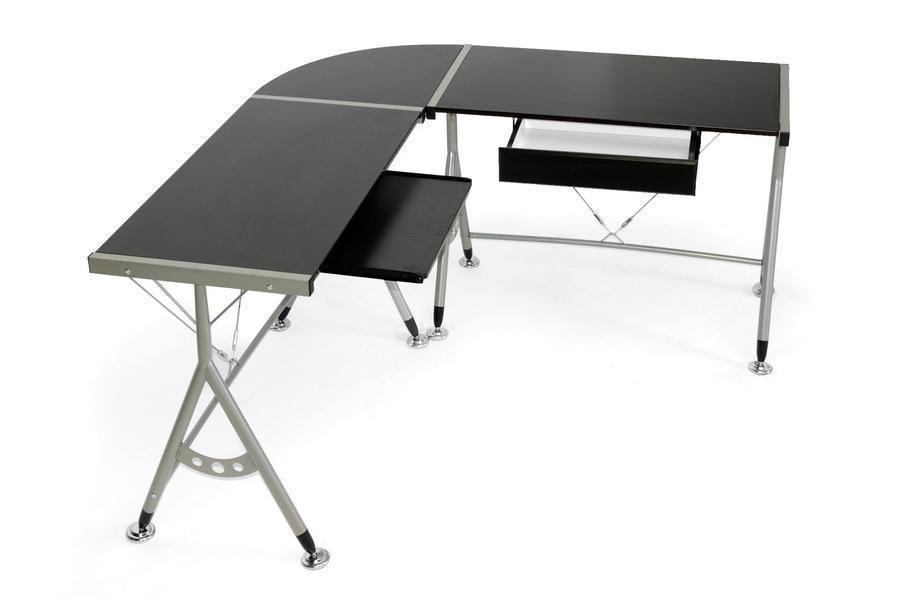 Elburn Dark Brown L-Shaped Modern Computer Desk FredCo
