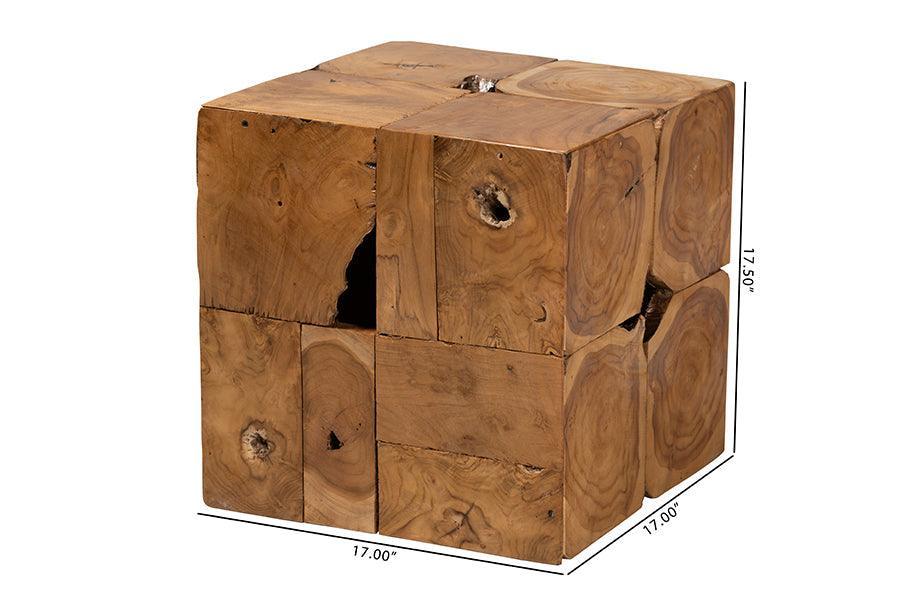 Eldora Rustic Transitional Natural Brown Teak Root End Table FredCo