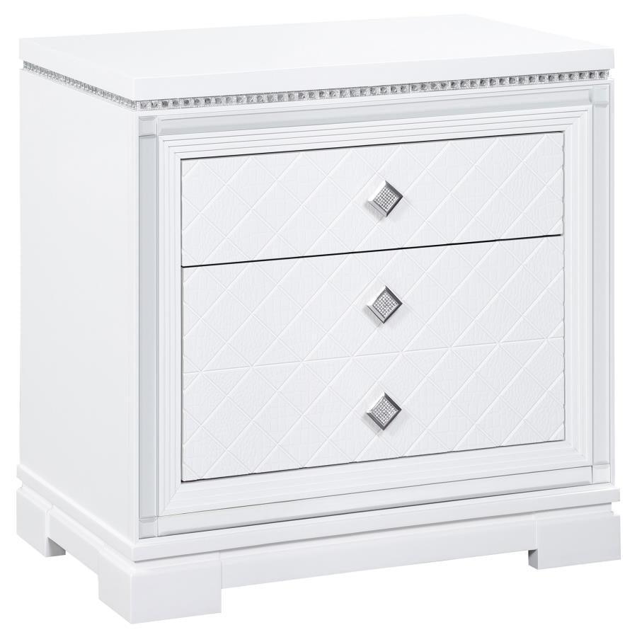 Eleanor Upholstered Tufted Bedroom Set White Coaster Queen, 4 Piece FredCo