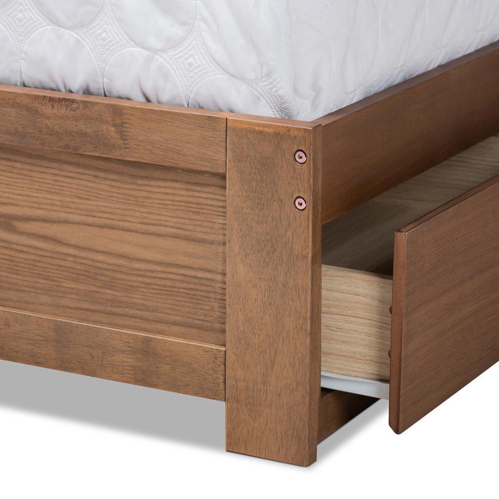 Eleni Modern and Contemporary Transitional Ash Walnut Brown Finished Wood Full Size 3-Drawer Platform Storage Bed FredCo