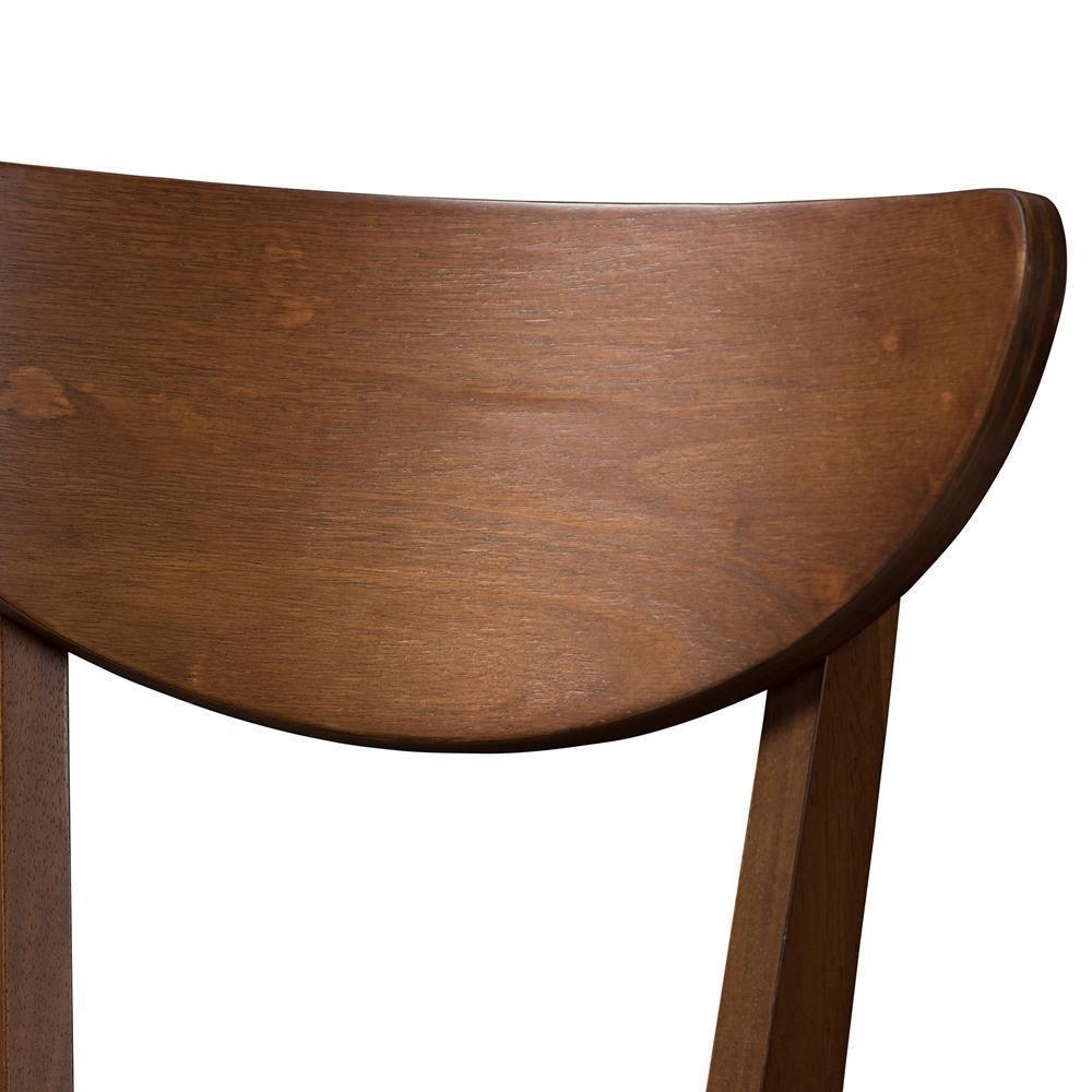 Eline Mid-Century Modern Black Faux Leather Upholstered Walnut Finished Bar Stool (Set of 2) FredCo