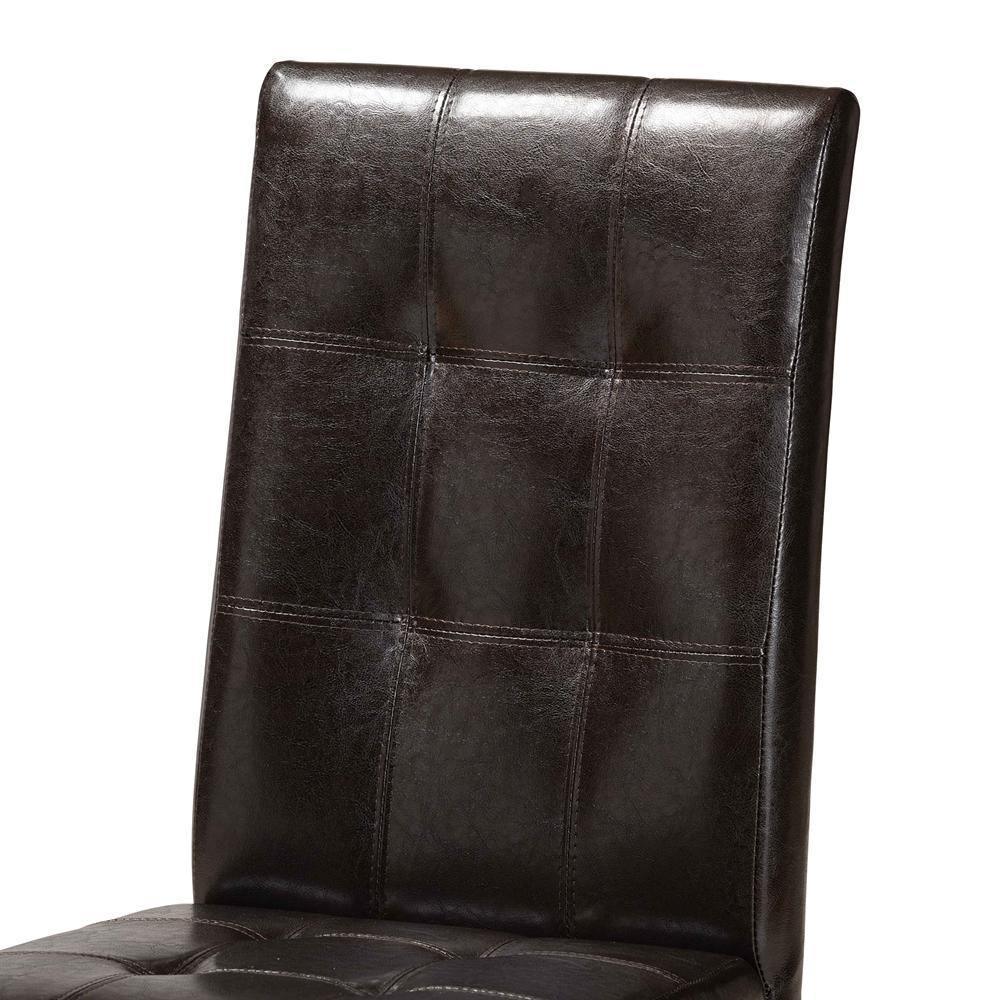 Elira Modern and Contemporary Dark Brown Faux Leather Upholstered and Dark Brown Finished Wood 5-Piece Dining Set FredCo