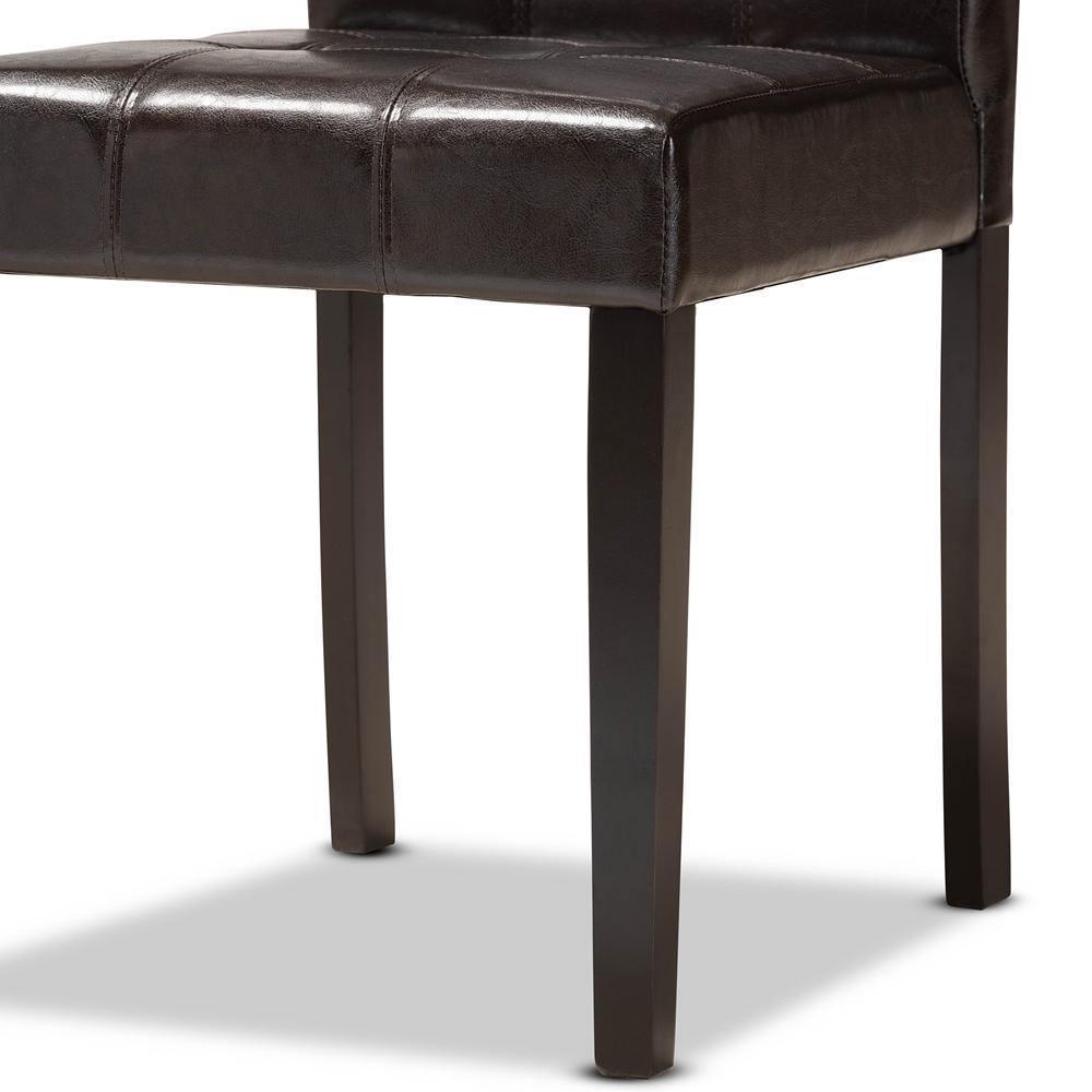 Elira Modern and Contemporary Dark Brown Faux Leather Upholstered and Dark Brown Finished Wood 5-Piece Dining Set FredCo