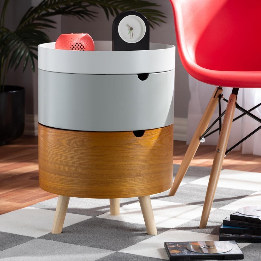 Elison Mid-Century Modern Multi Color 3-Tier Wood Nightstand FredCo