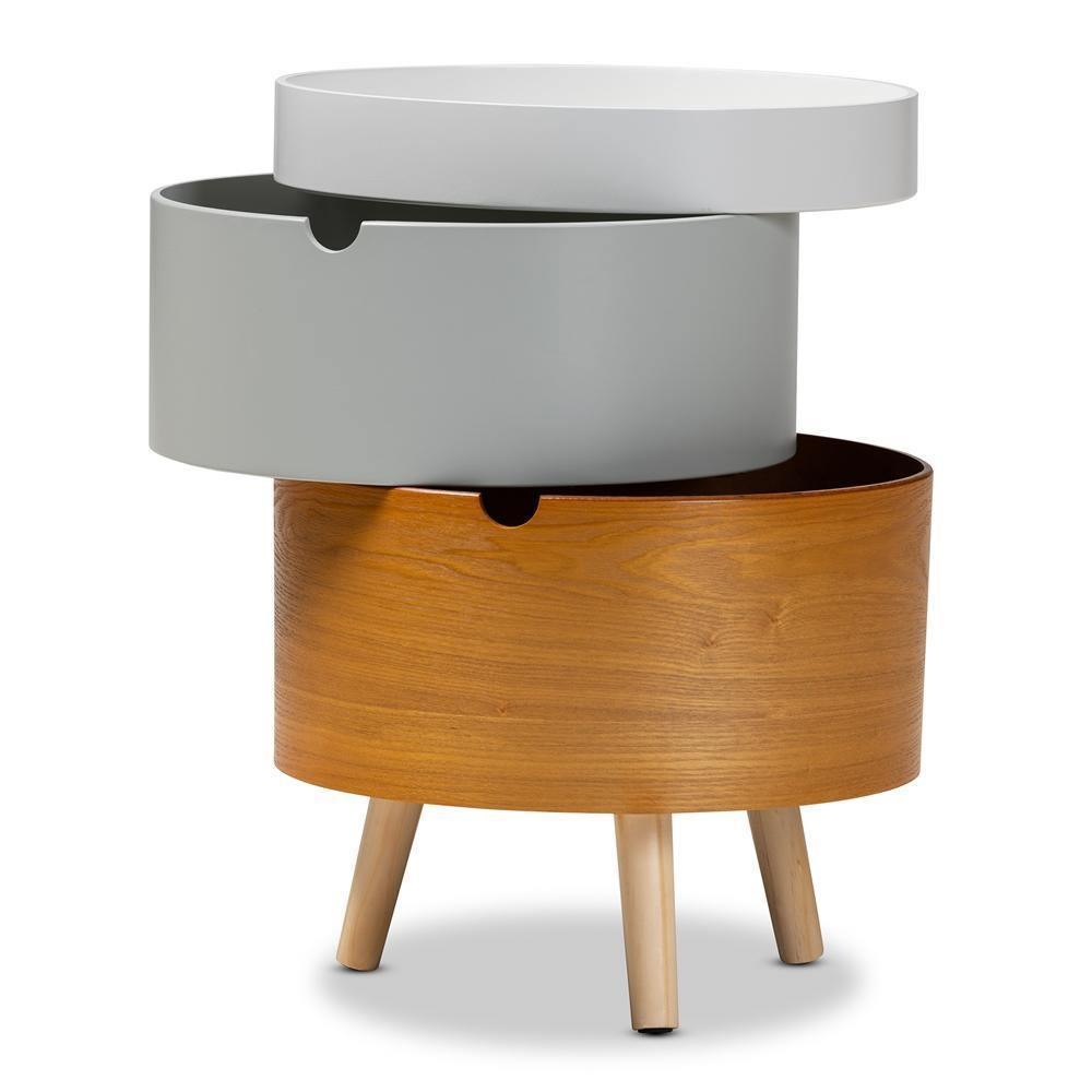 Elison Mid-Century Modern Multi Color 3-Tier Wood Nightstand FredCo