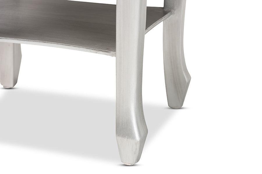 Eliya Classic and Traditional Brushed Silver Finished Wood 2-Drawer Nightstand FredCo