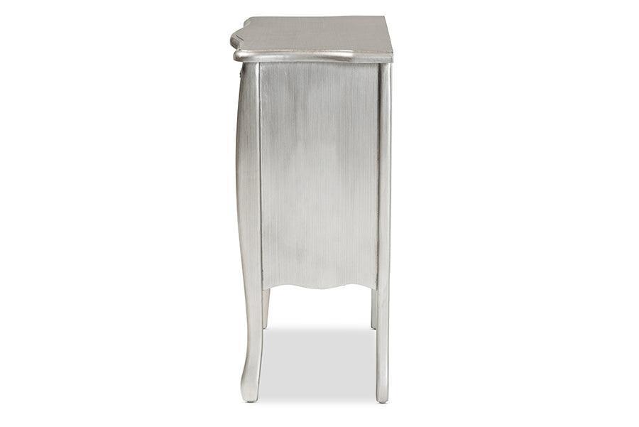 Eliya Classic and Traditional Brushed Silver Finished Wood 3-Drawer Storage Cabinet FredCo