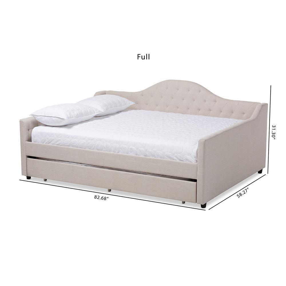 Eliza Modern and Contemporary Light Beige Fabric Upholstered Full Size Daybed with Trundle FredCo