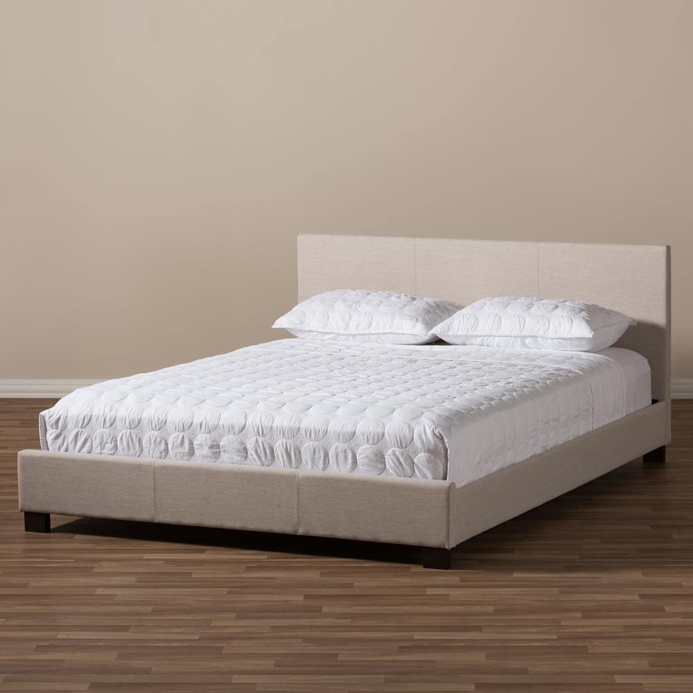 Elizabeth Modern and Contemporary Beige Fabric Upholstered Panel-Stitched Full Size Platform Bed FredCo