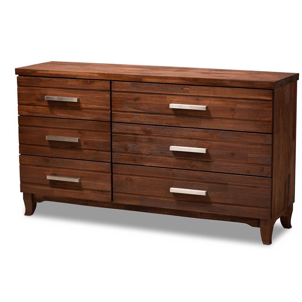 Ella Modern and Contemporary Warm Oak Brown Finished Wood 6-Drawer dresser FredCo