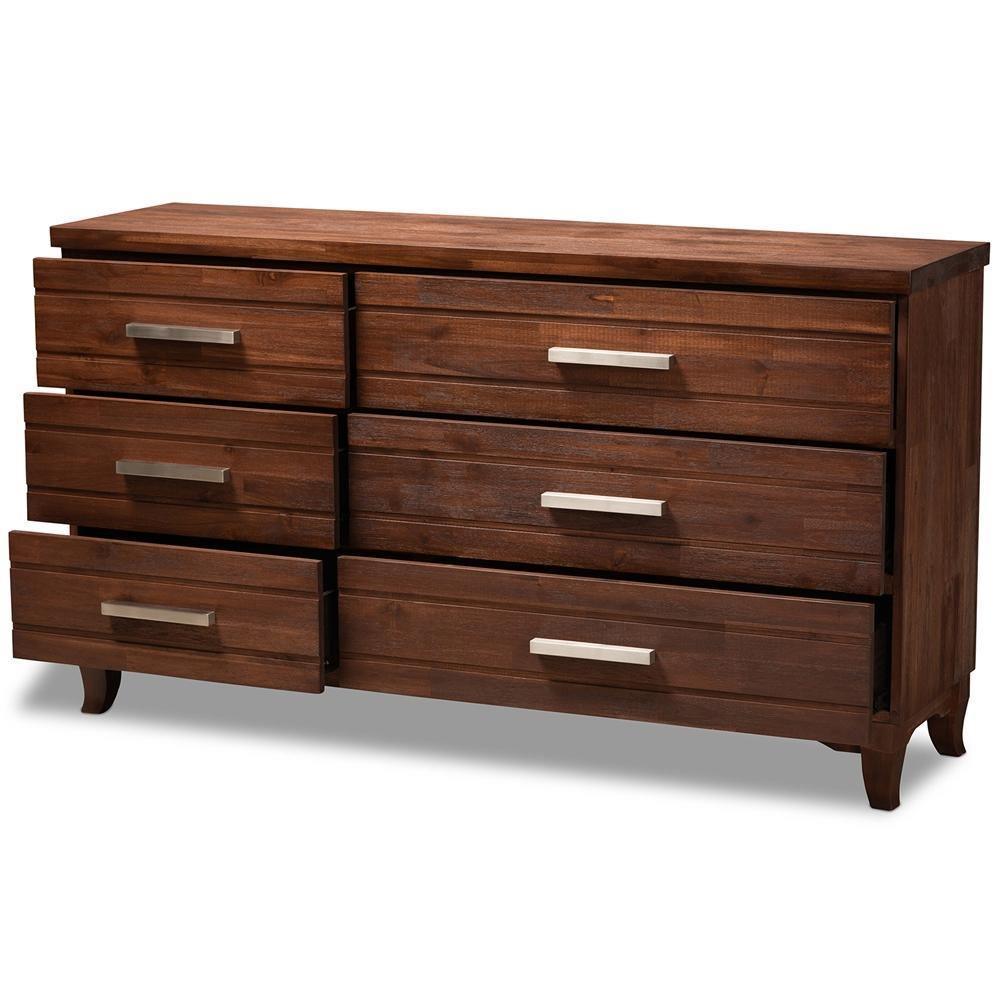 Ella Modern and Contemporary Warm Oak Brown Finished Wood 6-Drawer dresser FredCo