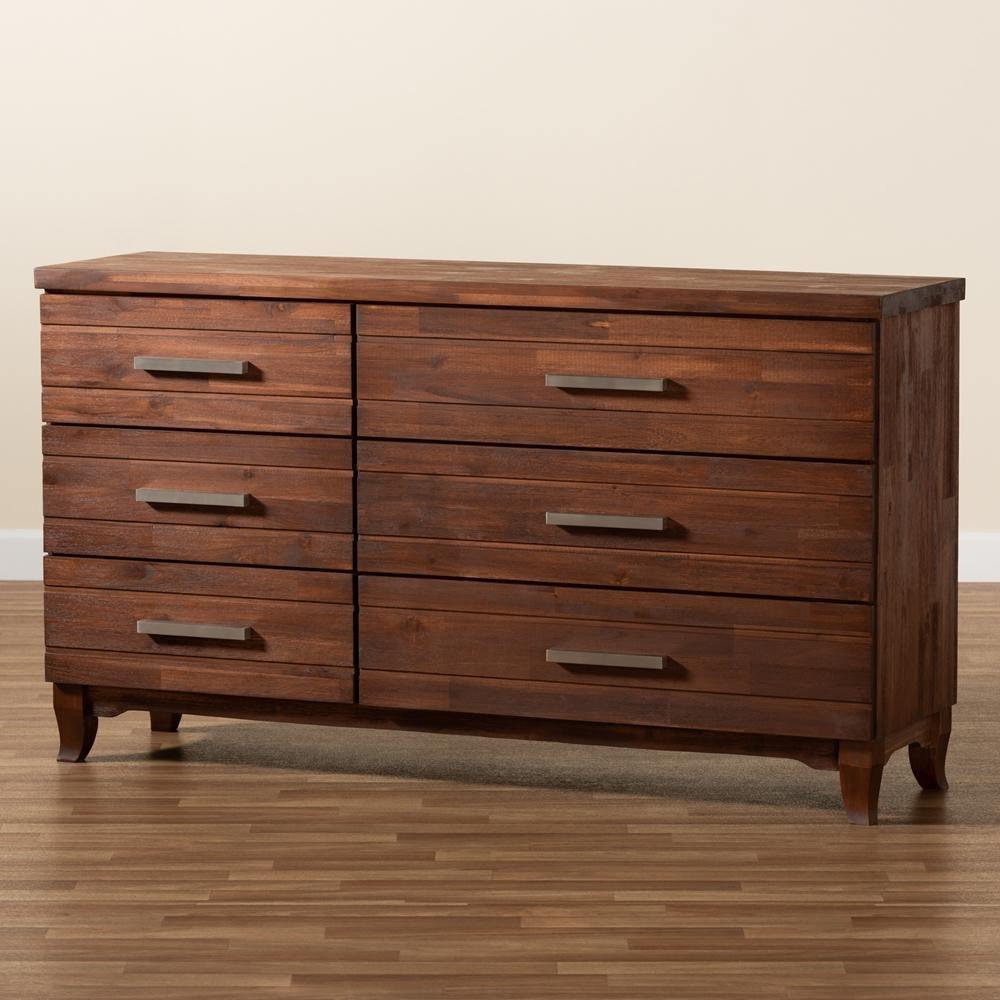 Ella Modern and Contemporary Warm Oak Brown Finished Wood 6-Drawer dresser FredCo