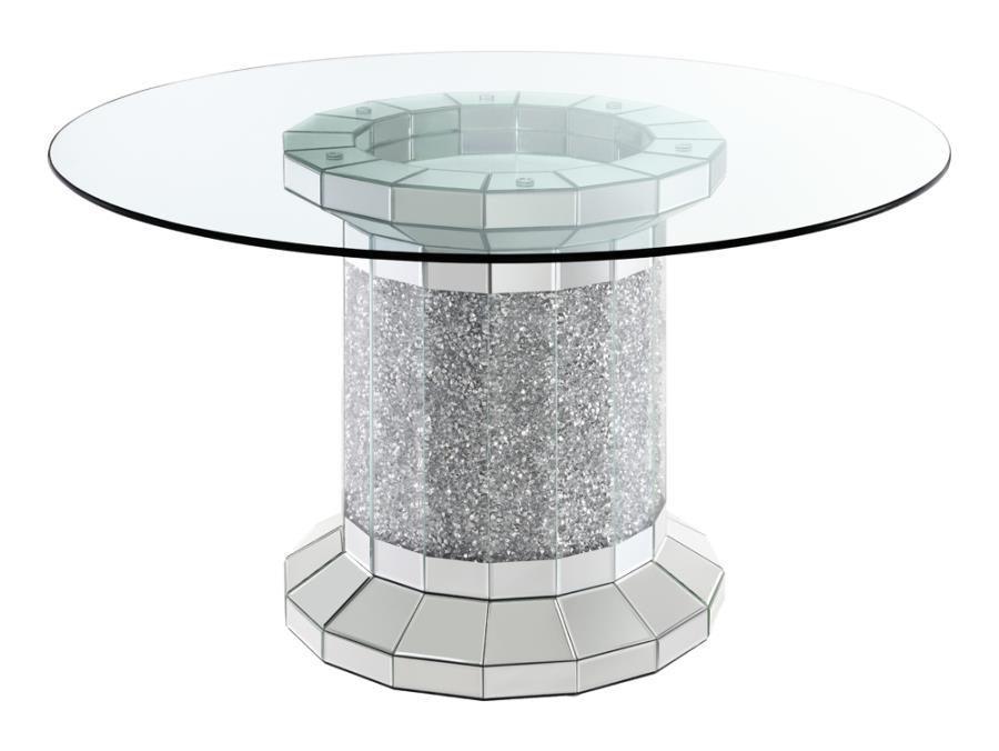 Ellie 5-piece Cylinder Pedestal Dining Room Set Mirror and Black 115551-S5 Coaster FredCo