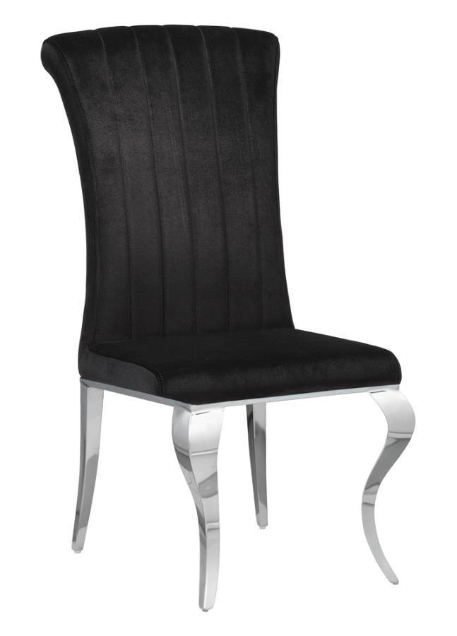 Ellie 5-piece Cylinder Pedestal Dining Room Set Mirror and Black 115551-S5 Coaster FredCo