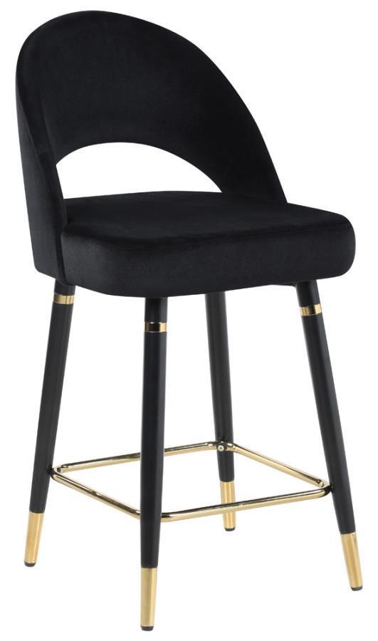 Ellie 5-piece Pedestal Counter Height Dining Room Set Mirror and Black 115558-S5 Coaster FredCo