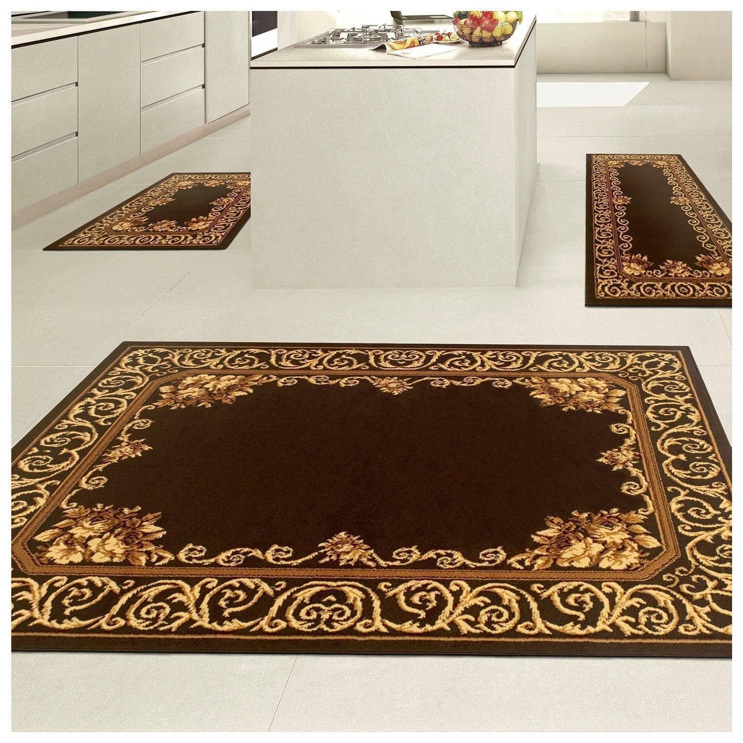 Elton Floral Victorian Vintage 3-Piece Rug FredCo