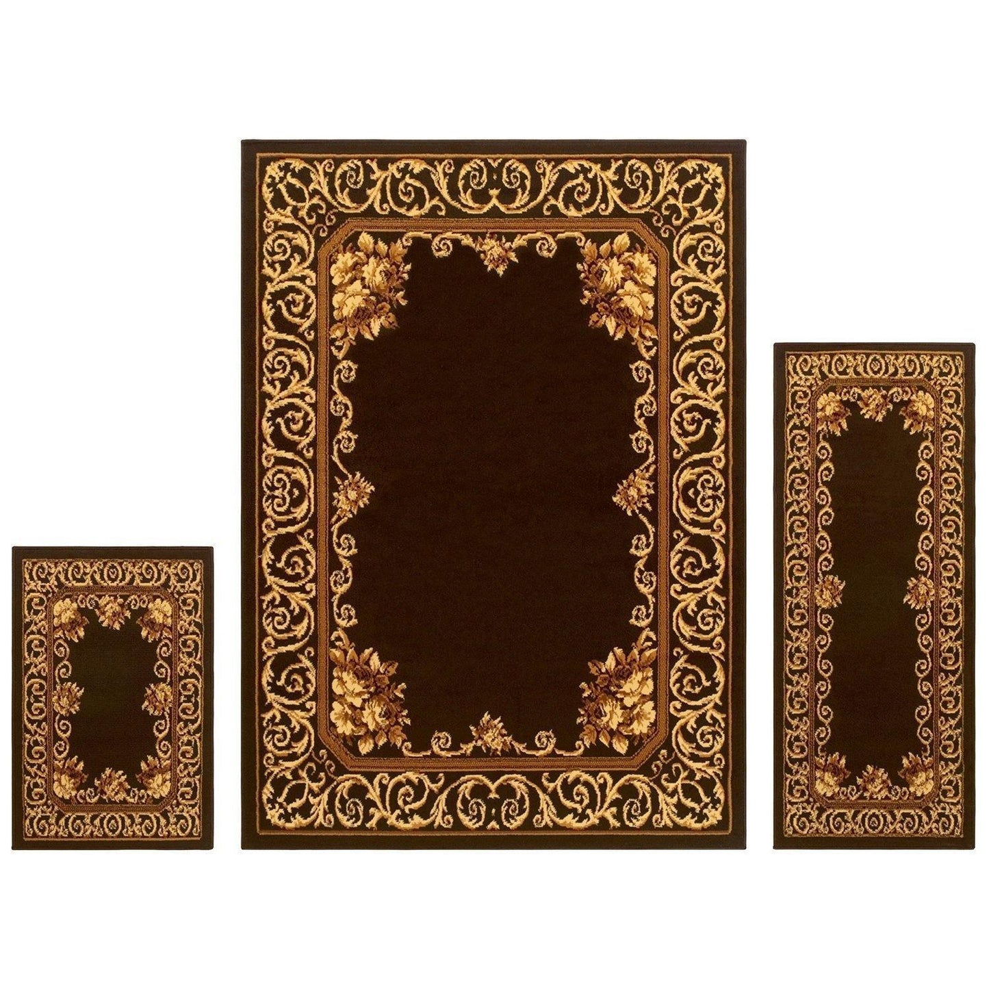 Elton Floral Victorian Vintage 3-Piece Rug FredCo