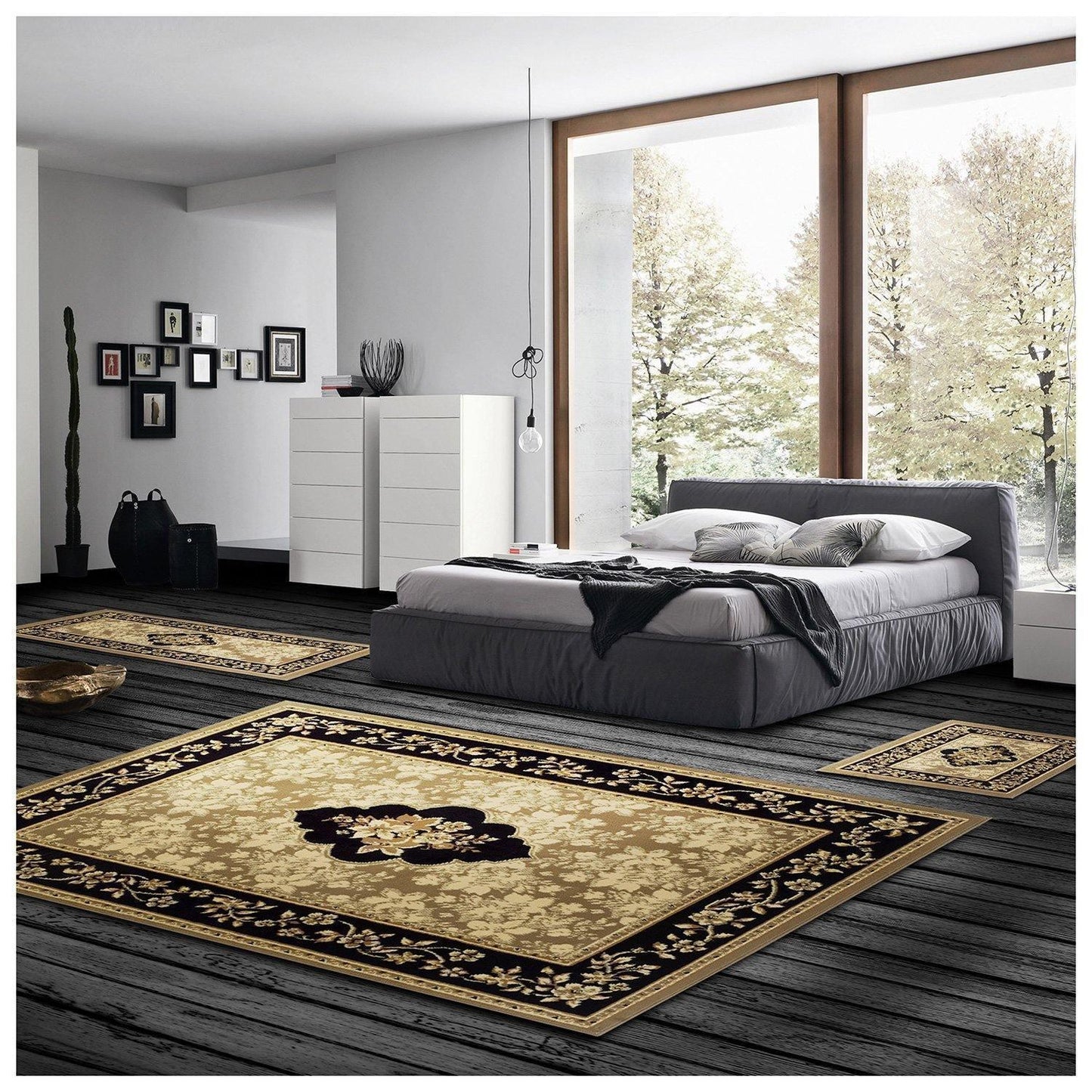 Elton Floral Victorian Vintage 3-Piece Rug FredCo