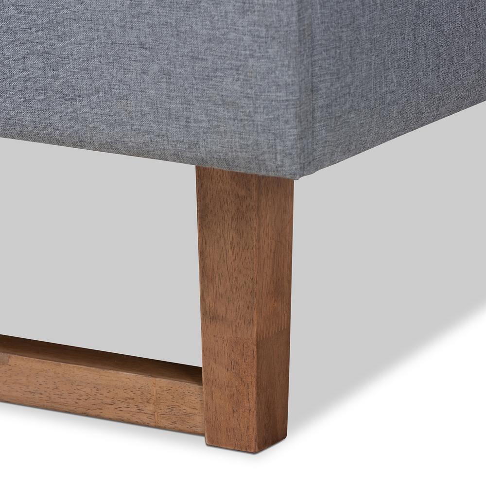 Emele Modern Transitional Dark Grey Fabric Upholstered and Ash Walnut Brown Finished Wood Full Size Platform Bed FredCo