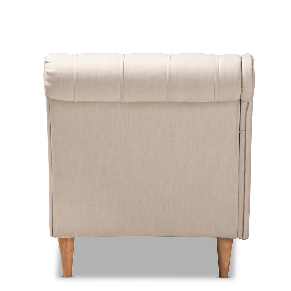 Emeline Modern and Contemporary Beige Fabric Upholstered Oak Finished Chaise Lounge FredCo