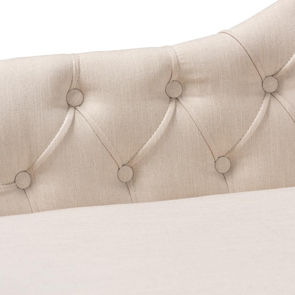Emeline Modern and Contemporary Beige Fabric Upholstered Oak Finished Chaise Lounge FredCo