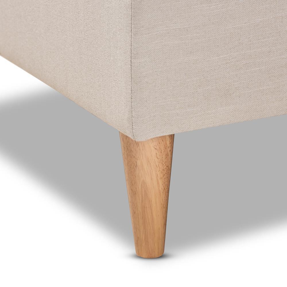 Emeline Modern and Contemporary Beige Fabric Upholstered Oak Finished Chaise Lounge FredCo