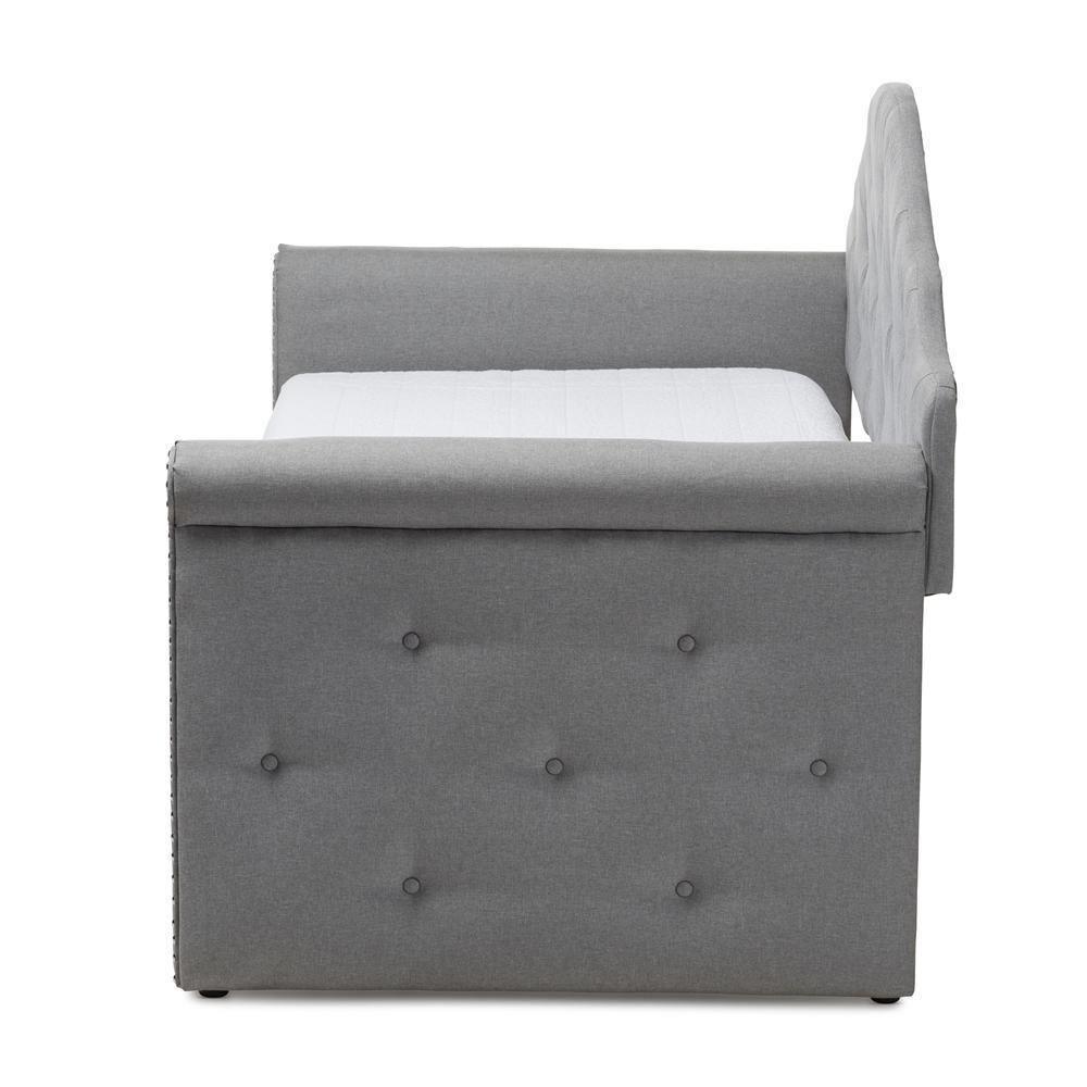 Emilie Modern and Contemporary Grey Fabric Upholstered Daybed with Trundle FredCo