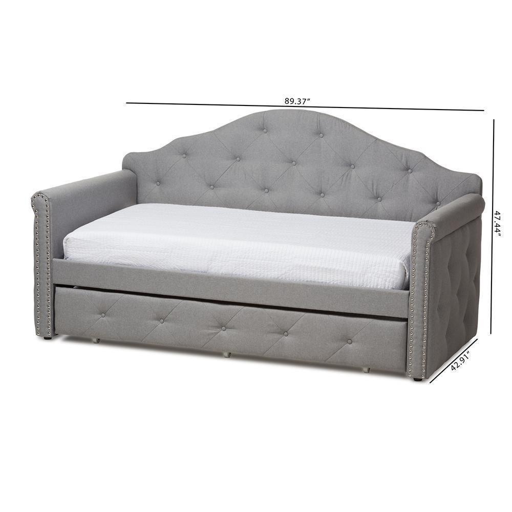 Emilie Modern and Contemporary Grey Fabric Upholstered Daybed with Trundle FredCo