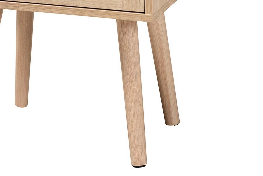 Emmett Mid-Century Modern Light Brown Finished Wood 1-Drawer End Table FredCo