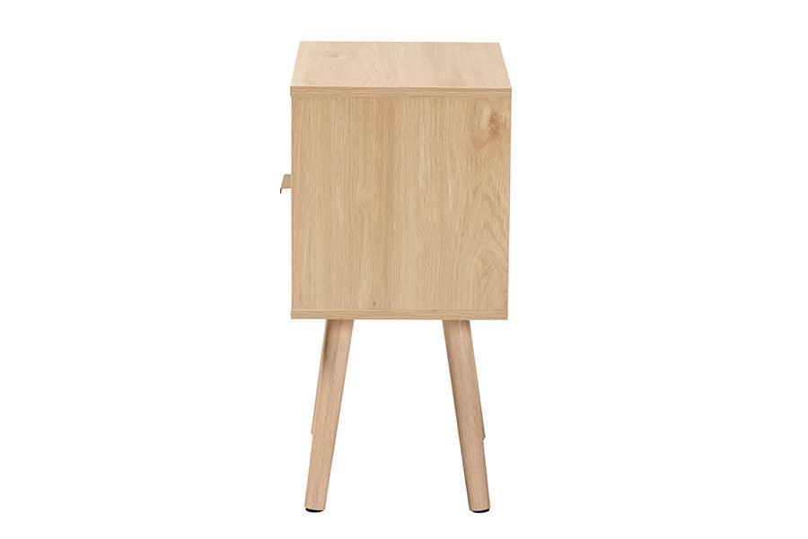 Emmett Mid-Century Modern Light Brown Finished Wood 1-Drawer End Table FredCo
