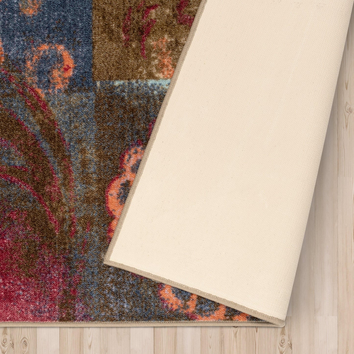 Emory Floral Medallion Distressed Patchwork Rug FredCo