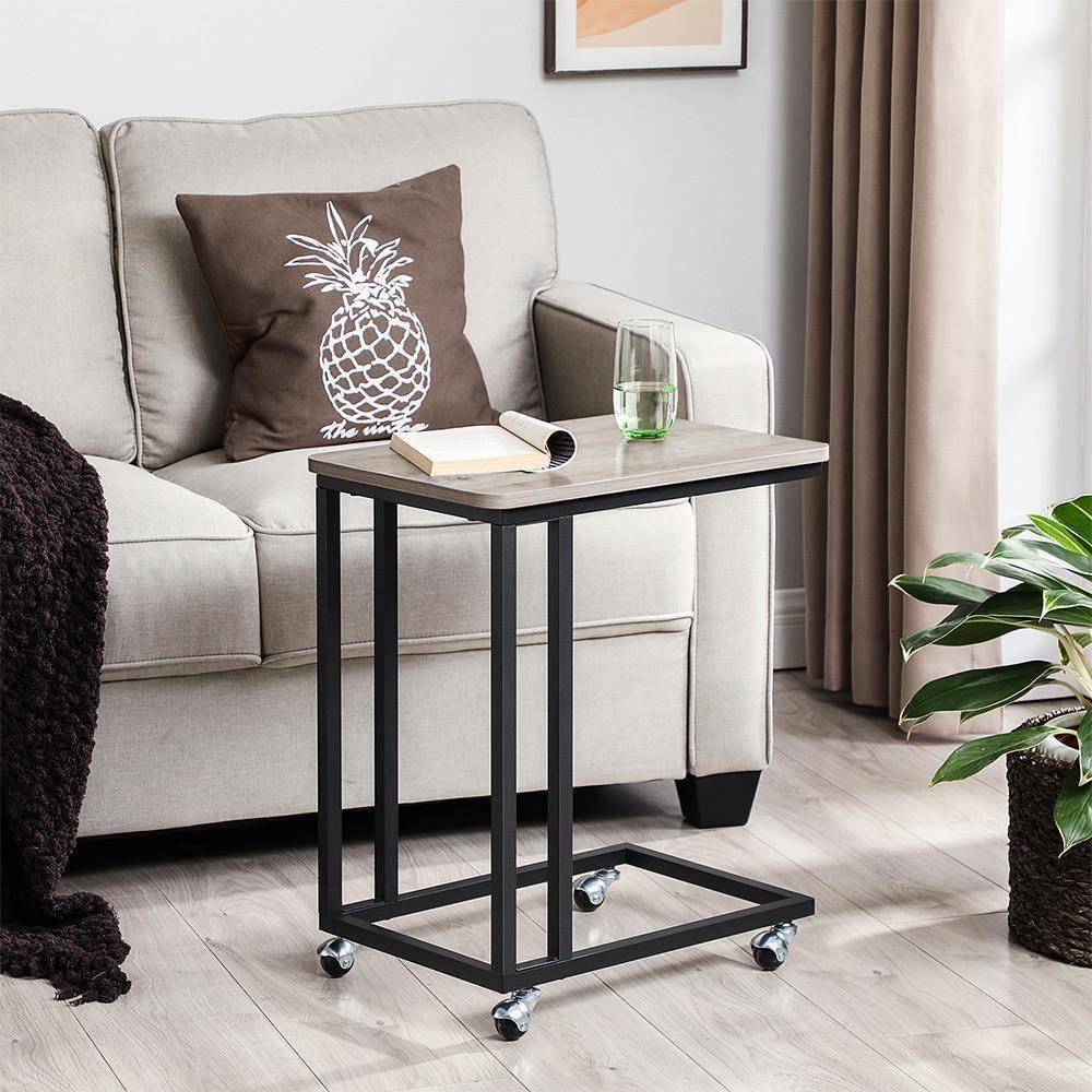 End Table Light Ivory and Black FredCo