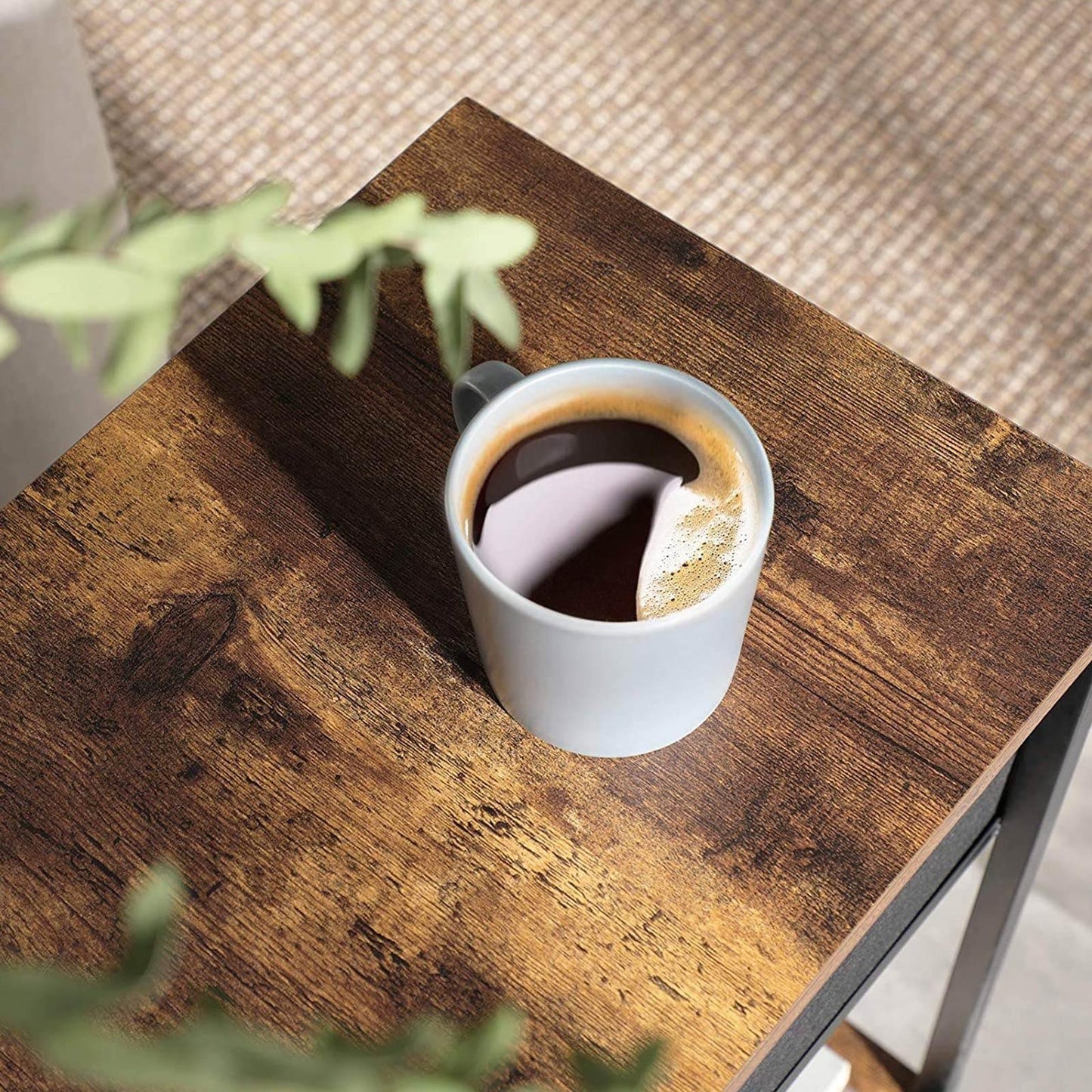 End Table Rustic Brown and Black FredCo