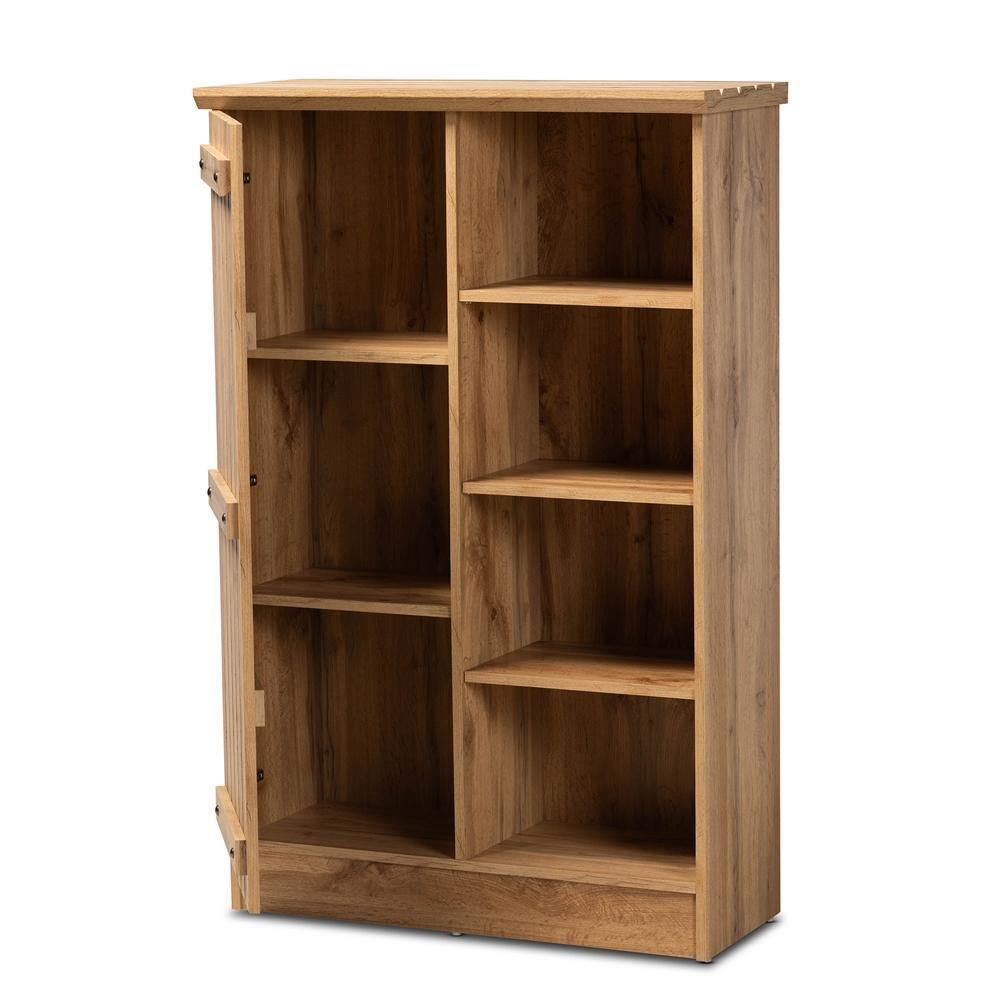 Eren Modern and Contemporary Farmhouse Natural Oak Brown Finished Wood 1-Door Shoe Cabinet FredCo