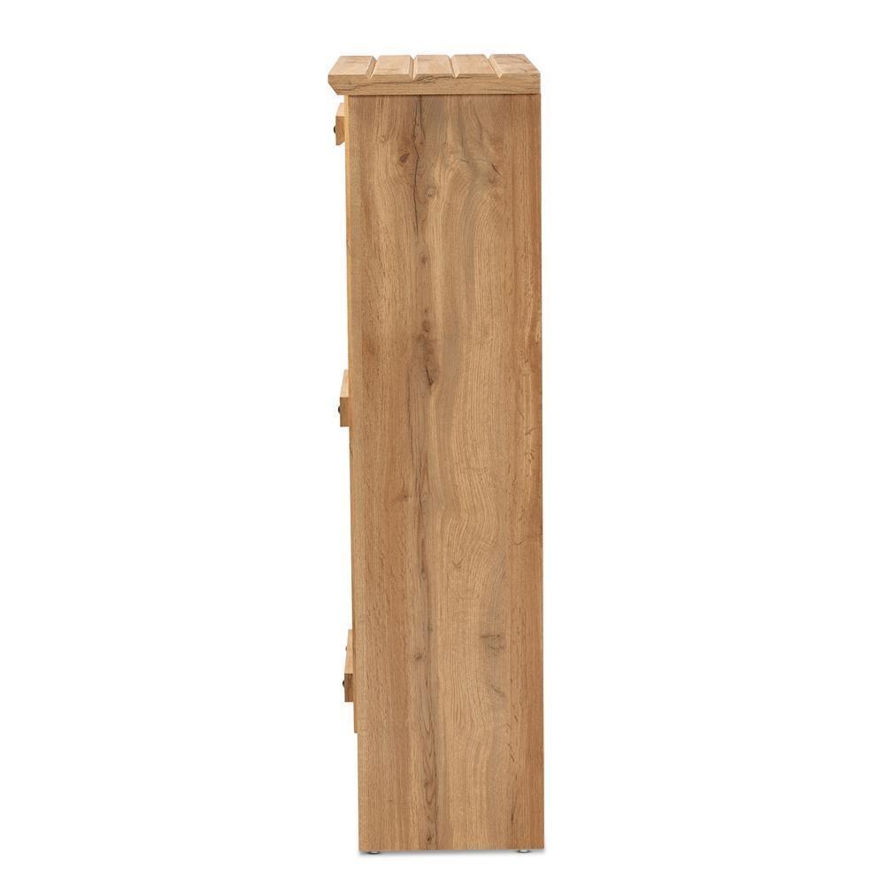 Eren Modern and Contemporary Farmhouse Natural Oak Brown Finished Wood 1-Door Shoe Cabinet FredCo
