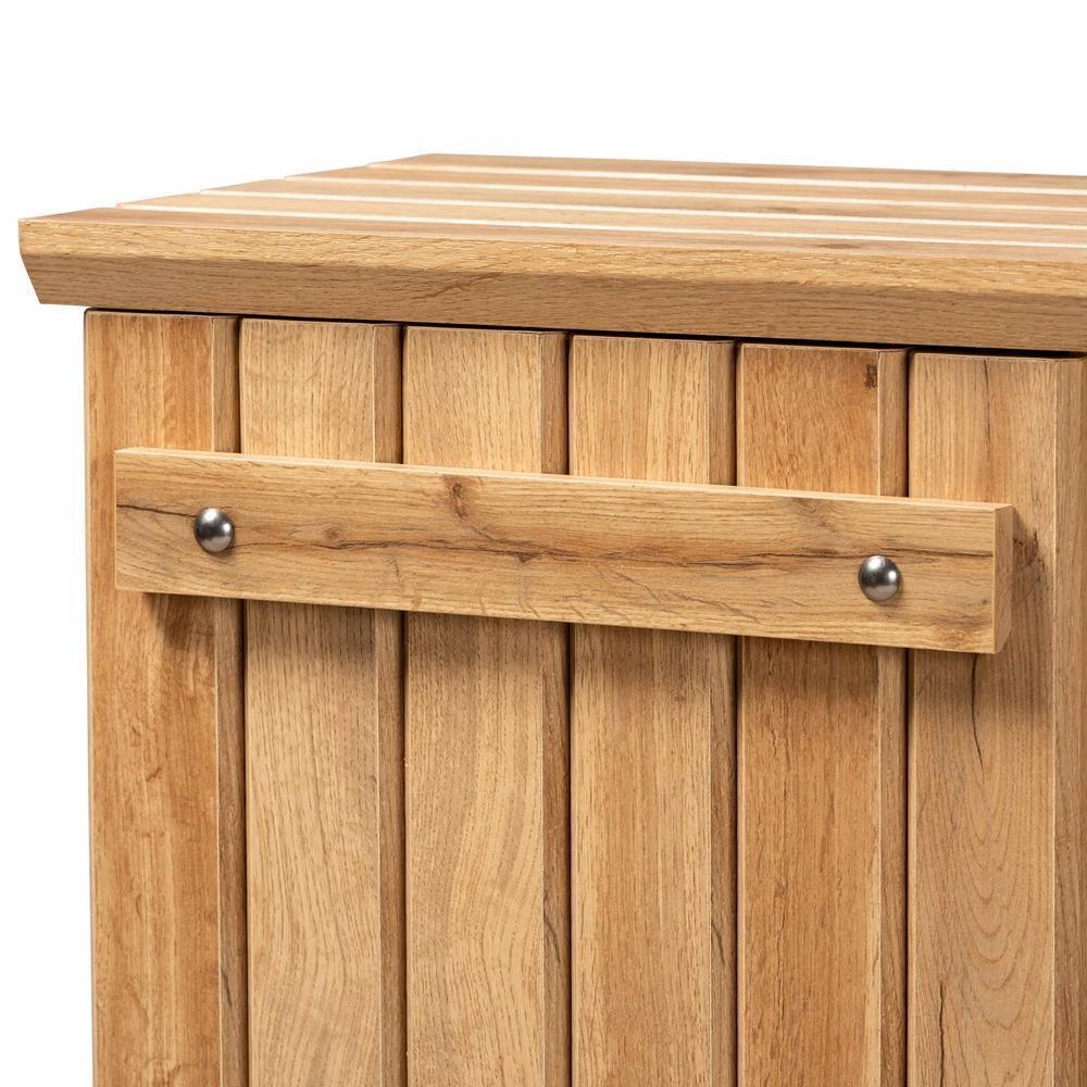 Eren Modern and Contemporary Farmhouse Natural Oak Brown Finished Wood 1-Door Shoe Cabinet FredCo