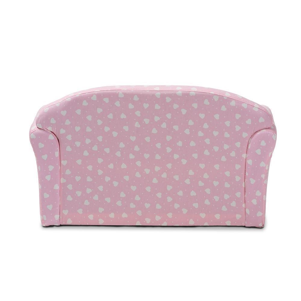 Erica Modern and Contemporary Pink and White Heart Patterned Fabric Upholstered Kids 2-Seater Sofa FredCo