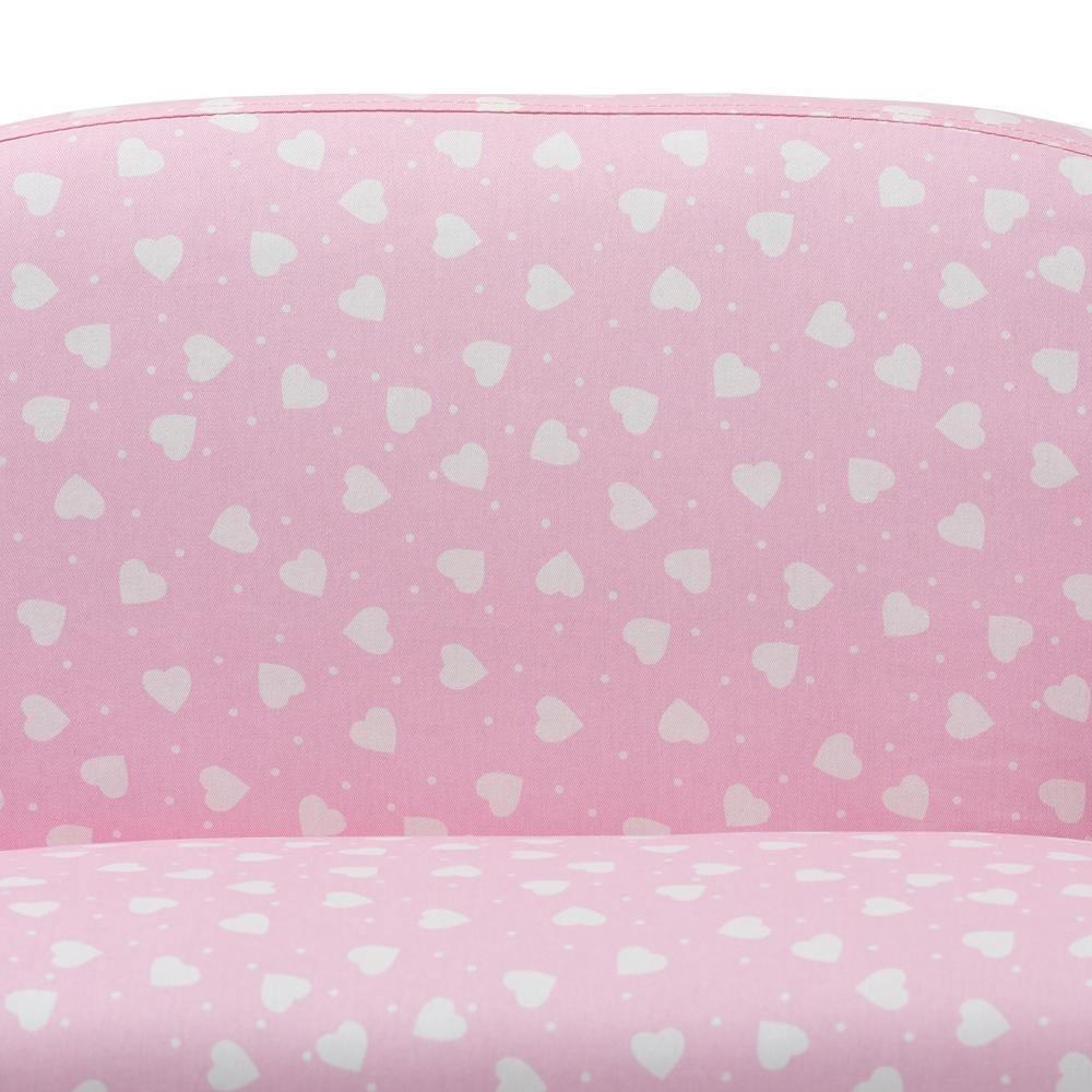 Erica Modern and Contemporary Pink and White Heart Patterned Fabric Upholstered Kids 2-Seater Sofa FredCo